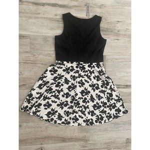 Dress Womens Large L Black White Floral Sleeveless Homecoming Lace Stretch NWT